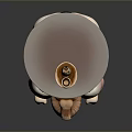 Sumo Wrestler Sculpture In Crouching Pose With Tray Bell And Tea Cup On Back