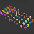 Colorful Candies With Various Shapes Vibrant Colors Lollipops And Candy Canes