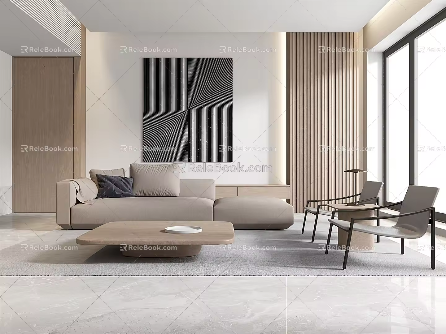 Modern sofa coffee table combination 3d model