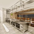 Modern Dessert Shop Exterior With Marble Walls Display Cases Warm Lighting And Fresh Pastries