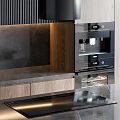 Modern Kitchen Cabinets In Dark Finish With Island And Lighting