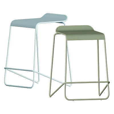 Modern Minimalist Bar Stools With Metal Frame In Light Blue And Green Tones 3d model