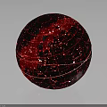 Abstract Red Sphere With Grid Lines Glowing Dots And Reflection In Digital Artwork 3d model