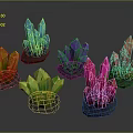 Colorful Crystal Cluster Decorative Scene Components With Blue Orange Purple Green Pink Crystals