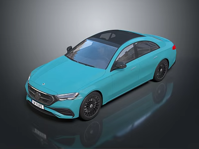 Blue Sedan With Black Roof Modern Design Sleek Lines And Black Wheels 3d model