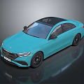 Blue Sedan With Black Roof Modern Design Sleek Lines And Black Wheels