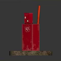 Red Fire Hydrant And Vending Machine Setup On Brick Paved Ground