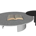 Modern Circular Light And Dark Coffee Tables With Open Book On Top 3d model