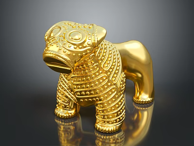 Decorative Gold Animal Shaped Furniture Ornament With Detailed Pattern For Home Decor 3d model