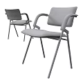 Modern Leather Upholstered Dining Chairs With Metal Legs And Armrests Design