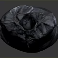 Full Black Trash Bag With Drawstring Closure On Dark Background 3d model