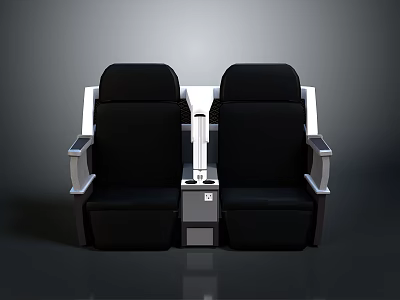 Comfortable Modern Black Cinema Seats With Armrests And Cup Holder Table 3d model