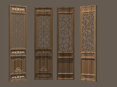 Chinese Wooden Carved Screens With Intricate Openwork And Traditional Decorative Patterns 3d model