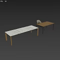 Modern Office Desk Setup With Comfortable Chairs And Wooden Tabletop Design 3d model