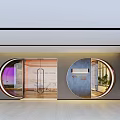 Elegant Modern Indoor Golf Clubhouse With Practice Areas People Playing And Lighting