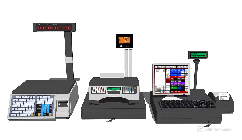 Modern Retail Business Equipment Featuring Cash Registers POS Systems And Digital Displays 3d model 