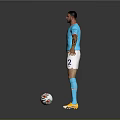 Soccer Player Model In Light Blue Manchester City Jersey With White Shorts And Soccer Ball