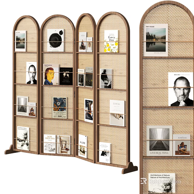 Interior Decor Wooden Framed Woven Screen With Photo Art Displays 3d model 
