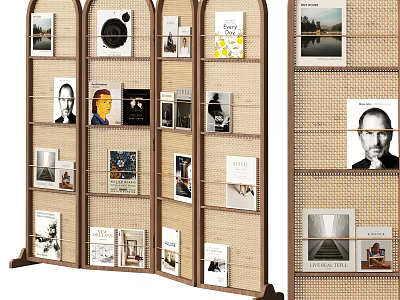 Interior Decor Wooden Framed Woven Screen With Photo Art Displays 3d model
