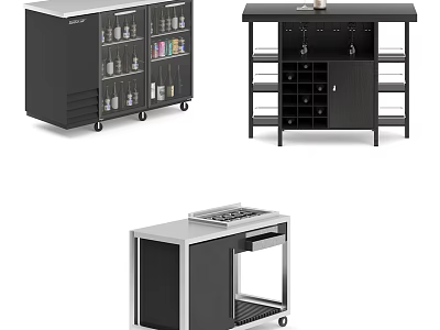 Modern Wine Cabinets With Mobile Design Glass Doors And Storage Shelves 3d model