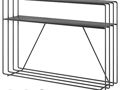Modern Entryway Side Cabinet With Black Metal Frame And Wooden Storage Shelves 3d model