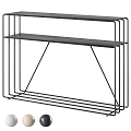 Modern Entryway Side Cabinet With Black Metal Frame And Wooden Storage Shelves