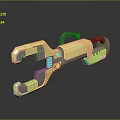 Golden Mechanical Sci Fi Weapon With Blue Glowing Core Design