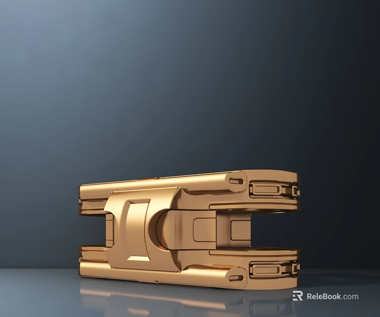 Golden Metal Sculpture with Modern Geometric Design and Shiny Surface 3d model 