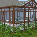 Luxury Villa Balcony With Glass Roof Wooden Frame Dining Table And Green Plants