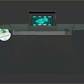 Gray And Blue Console With Green Graphic Display Screen And Disinfection Sticker