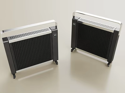 Sleek Modern Radiators With Black Grille And Silver Frame For Home Heating 3d model