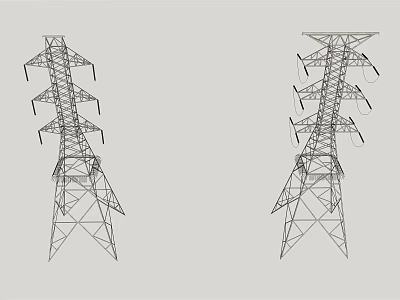 modern tower high voltage line tower 3d model