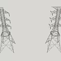 modern tower high voltage line tower 3d model