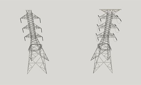 modern tower high voltage line tower 3d model