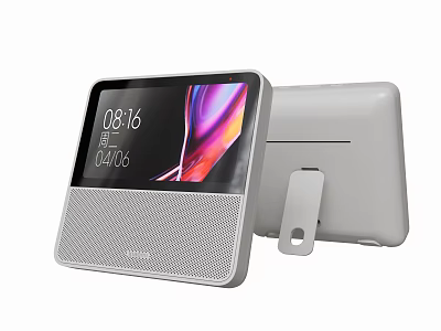 Smart Display Device With Screen Showing Time And Sleek Silver Stand Design 3d model