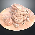 Wood And Stone Decorative Structure With Stacked Design Circular Base And Natural Texture 3d model