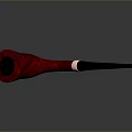 Red Wooden Smoking Pipe With Black Stem And Metal Band Design