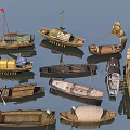 Traditional Wooden Boats With Various Sailing Designs Vintage Styles And Classic Structures On Water