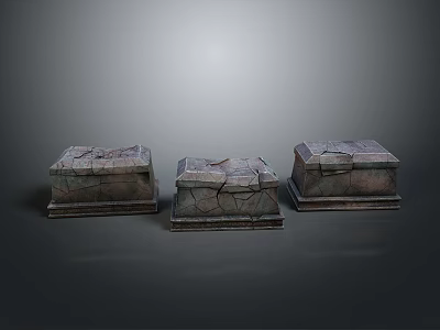 Three Cracked Storage Boxes For Home Living And Organizing Use 3d model