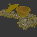 Unique Terracotta Bowl With Transparent Lid On Snowflake Textured Base