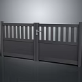 Gray Double Door Furniture Featuring Vertical Slat Design and Central Locking Mechanism