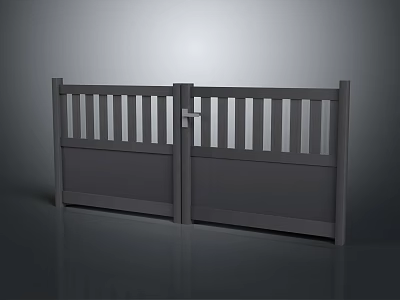 Gray Double Door Furniture Featuring Vertical Slat Design and Central Locking Mechanism 3d model