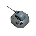 Naval Gun Turret Military Weapon System With Rotating Base And Metallic Structure