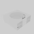 Modern White Square Bathtub Design With Black Faucet And Storage Shelves