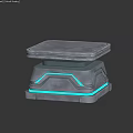 Grey Tech Inspired Platform Base With Blue LED Light Accents And Modern Design