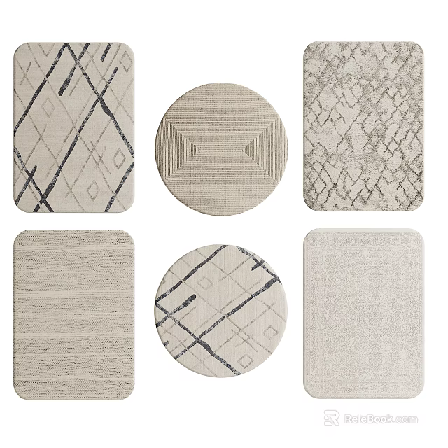 Stylish Square Rugs With Geometric Patterns And Neutral Tones For Home Decor 3d model