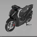 Black Modern Scooter Motorcycle With Sleek Body And Red Brake Calipers