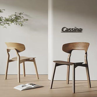 cassina Dining Chair Combination Dining Chair Single Chair Wood 3d model