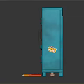 Blue Locker With Number 20 Baseball Bat And Small Pink Accessories Colored Pencils
