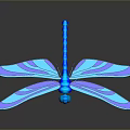 Vibrant Blue Dragonfly With Detailed Wings And Shiny Body On Dark Background